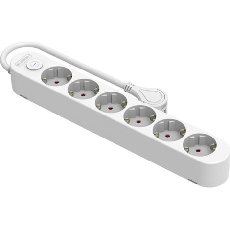 Base électrique multiprise 6 Prises avec Interrupteur câble 1,5 m IP20 Blanc (1/5)