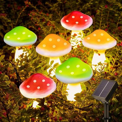 LED-Solar-Gartenleuchten in Pilzform, wasserdichte Außendekorationen für Einfahrt, Landschaft, Zaun, Rasen, Garten, Hochzeitsfeierdekorationen [Energieklasse A+++] (1/5)