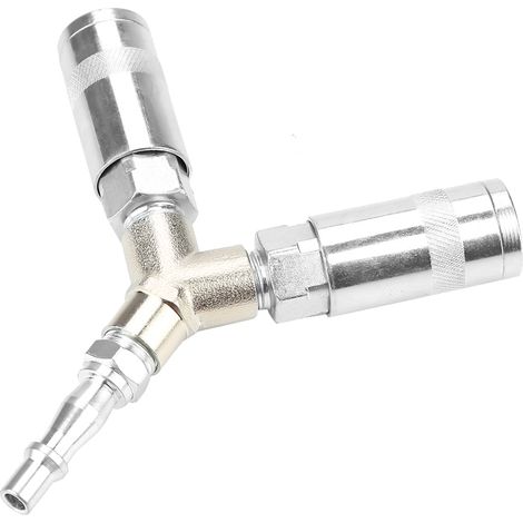 Raccord en Y 1/4" BSP, raccord rapide 3 voies pour pompes et compresseurs pneumatiques, en fer galvanisé (1/5)