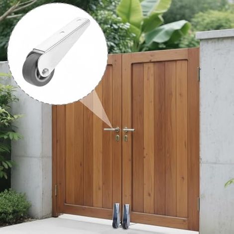 Poulie de porte coulissante en bois avec rainures pour porte coulissante - Roue de suspension robuste - Argenté galvanisé (1/5)