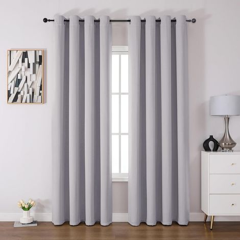 Blackout Curtain 2 Pieces 140 x 225 cm, Thermal Insulated Curtain Anti-Cold and Heat Opaque Curtain with Eyelets Light Anti-UV Decoration Bedroom Home Living Room Indoors (1/5)