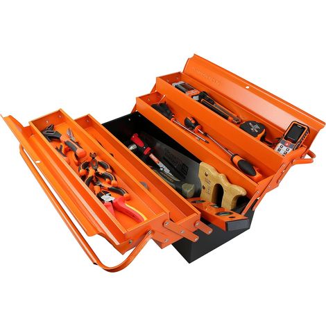 Caisse à outils métal -corps en acier rigide - Charge utile 31kg -Charnières acier- 5 compartiments (1/5)