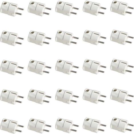 Spina Elettrica Schuko 16A Standard Tedesca Salvaspazio con Uscita Cavo a Laterale 90 Gradi Bianco