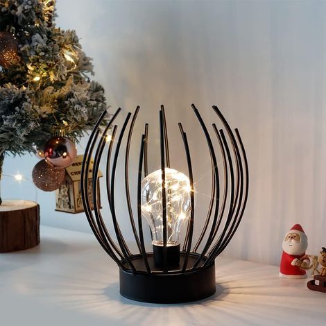 Lampe de table à cage en métal Lampe sans fil à piles avec ampoule LED de style Edison Idéal pour les mariages, les fêtes, les événements de patio pour l'intérieur à l'extérieur (1/5)