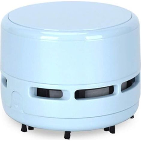 Mini aspirapolvere portatile per briciole, spazzatrice da tavolo senza fili multifunzione per la pulizia di casa, ufficio, auto e peli di animali domestici. Batterie non incluse (blu) - Crezuo
