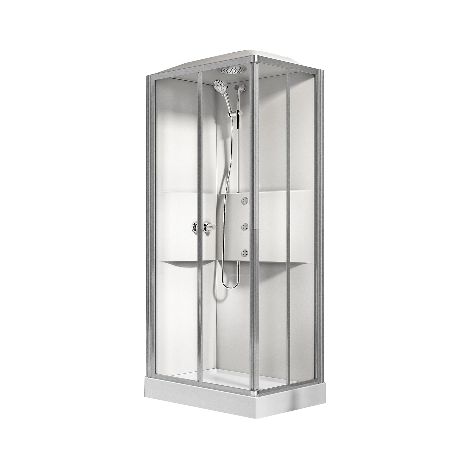 Cabina doccia multifunzione 80x80 cm 2 ante novellini media 2.0 silver (1/5)
