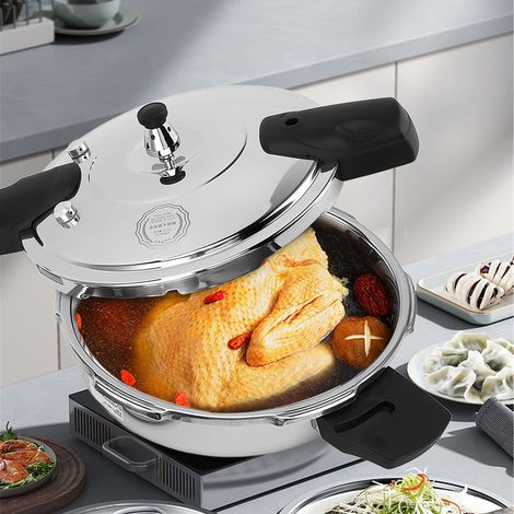 Autocuiseur/cuiseur vapeur domestique en acier inoxydable 304, double usage, fond multicouche, convient aux cuisinières à gaz et à induction, 24 cm. (1/5)