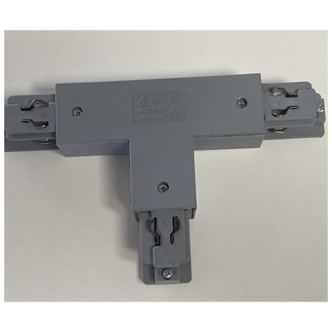 Jonction en T gris 120x80mm pour rail monophasé 3 allumages 230V/440V 16A alim gauche TRAJECTOIRE 231220