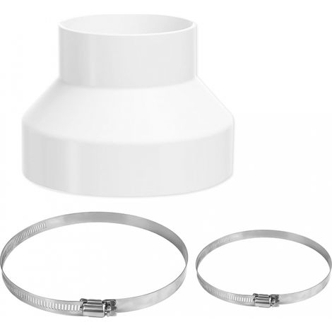 Adaptateur de Tuyau D'évacuation 150mm à 100mm, Adaptateur de Tube Rond avec 2 Colliers de Serrage en Acier Inoxydable, Raccord de Tuyau pour Système de Ventilation, Canal de Ventilation