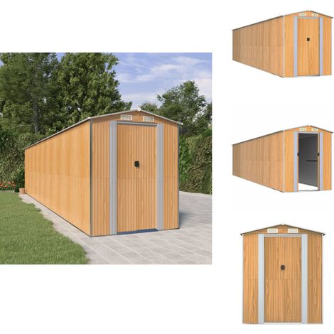 Geräteschuppen Hellbraun 192x855x223 cm Verzinkter Stahl - Gartenschuppen - Gerätehaus - Werkzeuglager - Outdooraufbewahrung - Gartenorganisation (1/5)