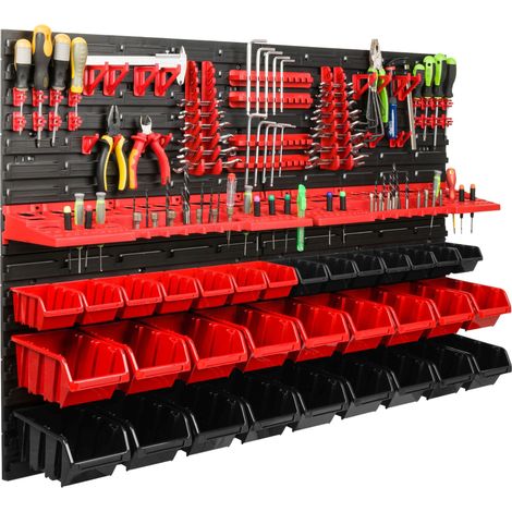 Panneau à outils d'atelier 115 x 78 cm + 32 plateaux (1/5)
