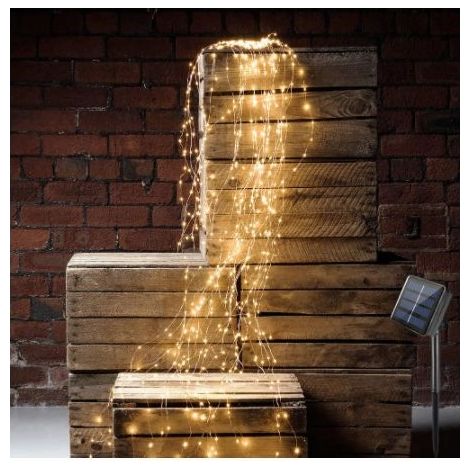 Guirlandes lumineuses à branche solaire,guirlandes lumineuses en cascade,guirlandes lumineuses suspendues imperméables,fil de cuivre LED,lumières solaires-200LEDS (1/5)