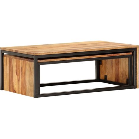 Maison Exclusive - Tavolini Impilabili 2 pz in Legno Massello di Acacia (1/5)