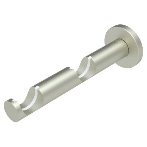 Lot de 2 supports doubles muraux - à visser pour tringle à rideaux d28 - Kit de 2 supports avec fixation murale -  pour 2 barres à rideaux - Nickel Givré