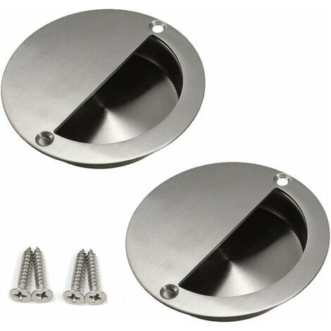 Packs Rolled Sliding Door Handles, 90mm Stainless Steel Round Finger Grip to Round Finger Grip with Fixing Screws (1/5)
