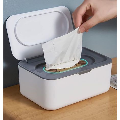 Boîte à mouchoirs humides. Boîte de rangement, étui à lingettes, boîte à mouchoirs avec couvercle, boîte à serviettes pour bébé garde les lingettes fraîches (gris) (1/4)