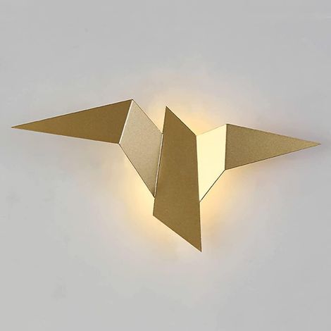 2W LED Origami Bird Applique Lampes d'appliques en fer forgé, éclairage mural à une tête de grue en papier, appliques murales minimalistes modernes pour chambre, salon, couloir, cage d'escalier (1/5)