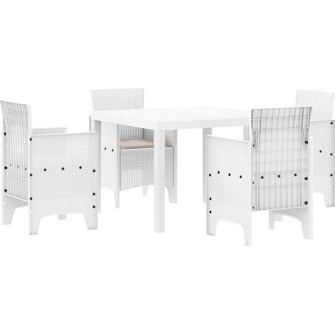 Ensemble de salle à manger pour jardin 5 pcs,Salon de jardin Blanc Rattan Polt CFW88341 (1/5)