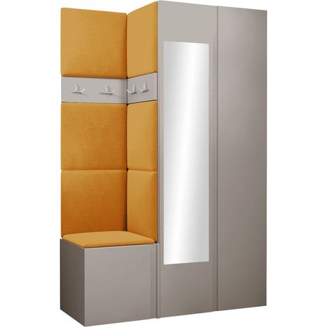 Conjunto para recibidor Pinis XXVI, Manila 32, 186x116x46cm, Espejo, Aglomerado laminado, Tapiz, Colocada, Montada en la pared