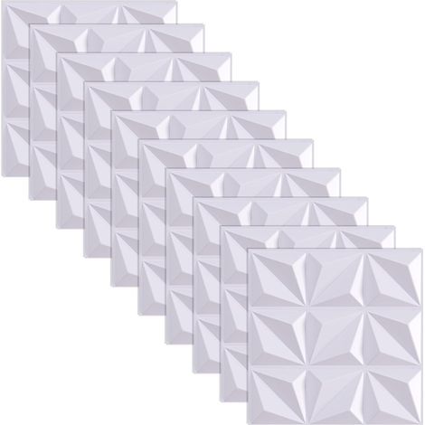 30 x 30 cm - Panneaux muraux autocollants 3D - Blanc - Revêtement mural 3D - Panneaux muraux 3D en PVC, murs de salle de jeux, plafond - Panneaux muraux structurés décoratifs (1/5)
