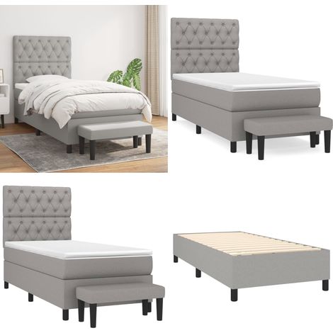 Boxspringbett mit Matratze Hellgrau 80x200 cm Stoff - Boxspringbett - Doppelbett - Schlafraum - Bettgestell - Bettauflage - Home & Living (1/5)