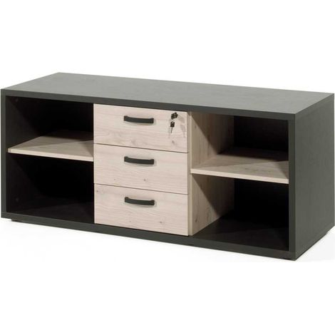 Meuble de rangement contemporain chêne/noir Salto (1/5)