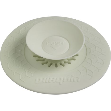 Wirquin – Bouchon d'évier en silicone Uppy – Filtre et bouchon universel – Étanchéité parfaite – Installation facile – Design moderne blanc