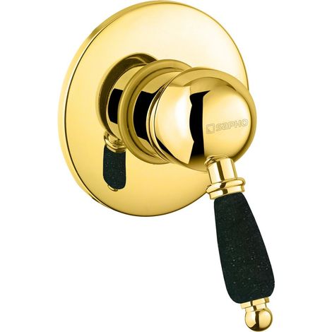 Mitigeur de douche à encastrer KIRKÉ BLACK, 1 sortie, poignée noire, doré