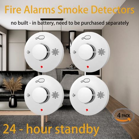 Détecteur de fumée, alarme de 85 décibels alimentée par piles et lumière stroboscopique à DEL, 360° (1/5)