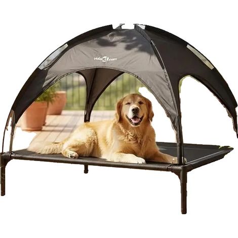 Cuccia per cani, design rialzato, struttura resistente, verde militare (1/2)