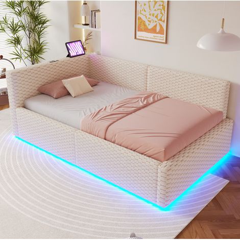 cama cama dormitorio con almacenamiento y LED OKMYHOME (1/5)