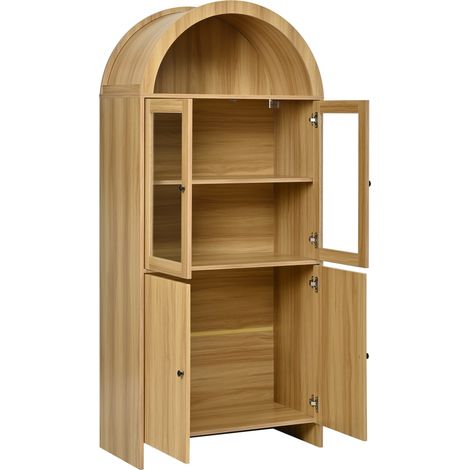 Vitrine haute avec portes vitrées et meuble bas fermé en bois naturel 78 x 40 x 176 cm (1/5)