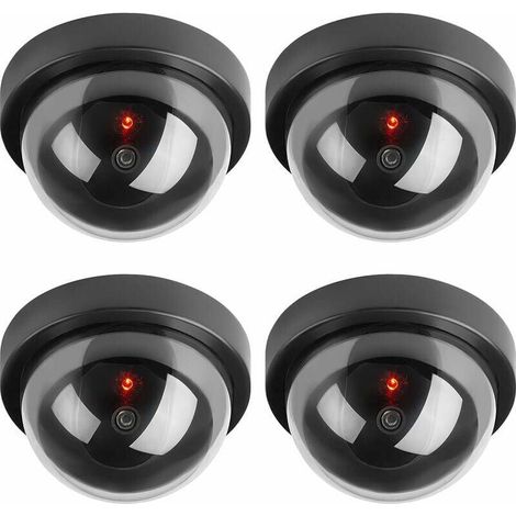 Caméras factices, Fausse de Sécurité Caméra Dôme CCTV avec LED Clignotant Lumière pour Les Entreprises Magasins Accueil, Utilisation Intérieur Extérieur (4 Pack) (1/5)