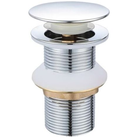 Bonde de Lavabo Pop-up sans Trop-plein, Vidage Clapet Push Open Pour Lavabo en Laiton, Chromé (1/3)