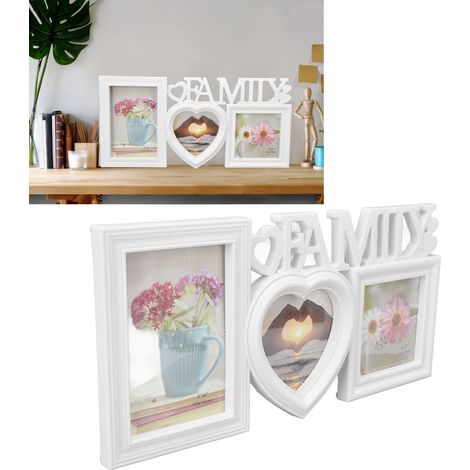 Cadre photo en forme de cœur à 3 trous, décoration intérieure, décoration de bureau. (1/5)