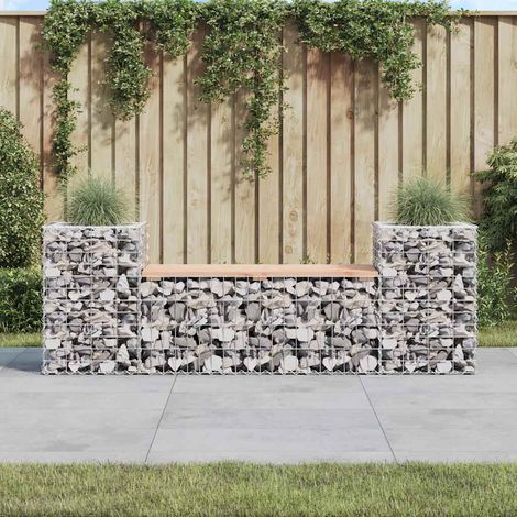 Banc de Jardin avec Gabion et Jardinières Bois de Douglas Massif et Acier 183 x 41 x 60,5 cm - PANGIVO (1/5)