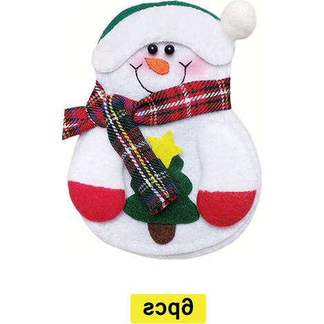 Funda Para Cubiertos - Funda De Tela Para Cuchillos Y Tenedores - Diseño De Santa Claus - 6 Unidades (1/5)