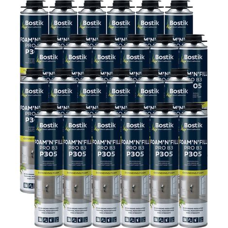 Pack 24 Mousses PU BOSTIK P305 FOAM'N'FILL PRO B3 Pistolable 750 ml