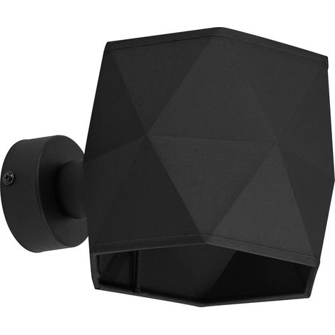 Wandlampe Schwarz Stoff Up Down H: 15 cm klein E27 Wandleuchte Schlafzimmer