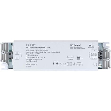 Alimentatore Dimmerabile CV 12V 40W 3 Canali Con Telecomando RF 2.4G Per Striscia Led 12V PB-40-12-3