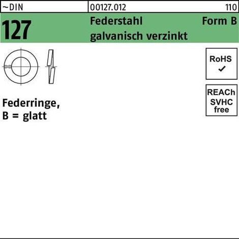 Federring DIN 127 B 3 Federstahl galv.verz. 100 Stück