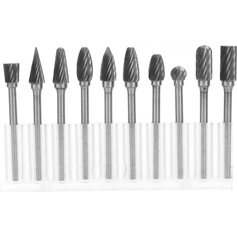 10-teiliges Set aus Wolframkarbid-Rotationsfräsern mit Einzelschnitt, 1/8" (1/5)