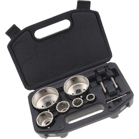 Kit de sierra de corona para baldosas de cerámica con revestimiento de diamante YMYNY con caja de almacenamiento de aleación, 6 orificios de 22-73 mm, portátil y duradero para cortar hormigón (1/4)