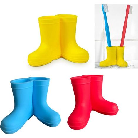 Lot de 3 Supports à Brosses à Dents en Silicone, Design Bottes de Pluie pour Enfants, Porte-Brosse Multifonction pour Salle de Bain, Cuisine, Salon et Bureau (1/4)