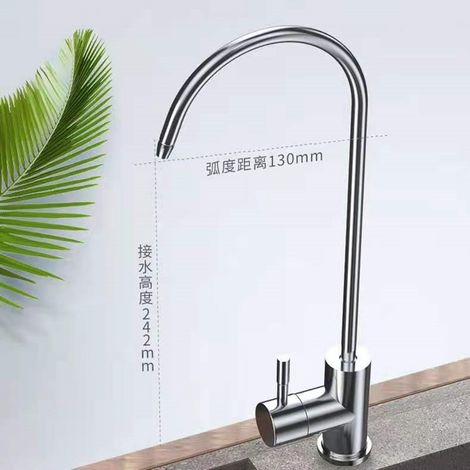 Purificateur d'eau en acier inoxydable 304 avec robinet à 2 points pour la cuisine et la maison (sortie simple ou double) – Modèle de base brossé en acier inoxydable 304 avec tuyau d'arrivée d'eau de