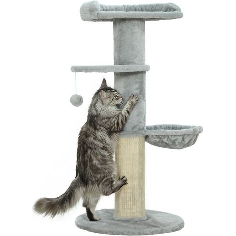 Shaft to cat of 103,5 cm with sleeping and hammock, lining in plush, gray clear (1/5)