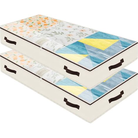 Set de 2 sacs de rangement pliables sous le lit Beige