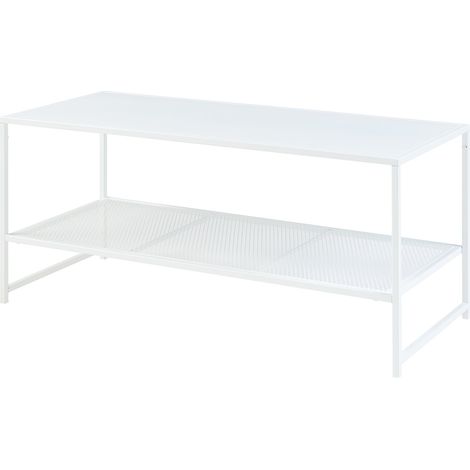 Tavolino/consolle con ripiano in acciaio 102 x 43 x 46 cm bianco opaco 030010782