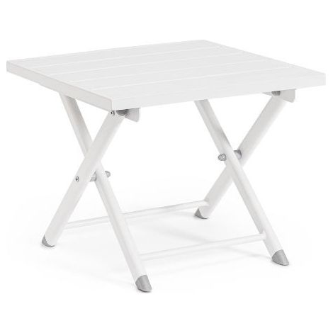 Tavolino "Taylor" quadrato monocolor, con struttura in alluminio, da 44 x 43 cm -Bianco (1/5)