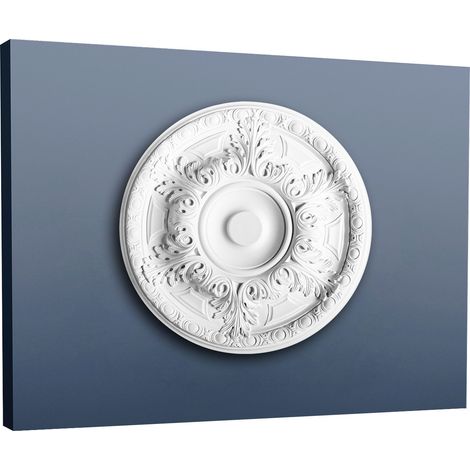 Stuckrosette Stuck Orac Decor R18 Luxxus Rosette Wand Zierleiste Classic Antik Blätter Dekor weiß 49 cm Durchmesser